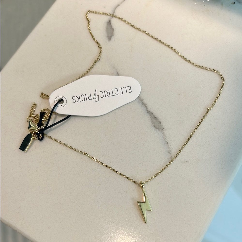 Electric Picks Gold Lightning Pendant Necklace